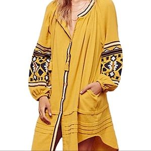 Yellow embroidered BoHo dress